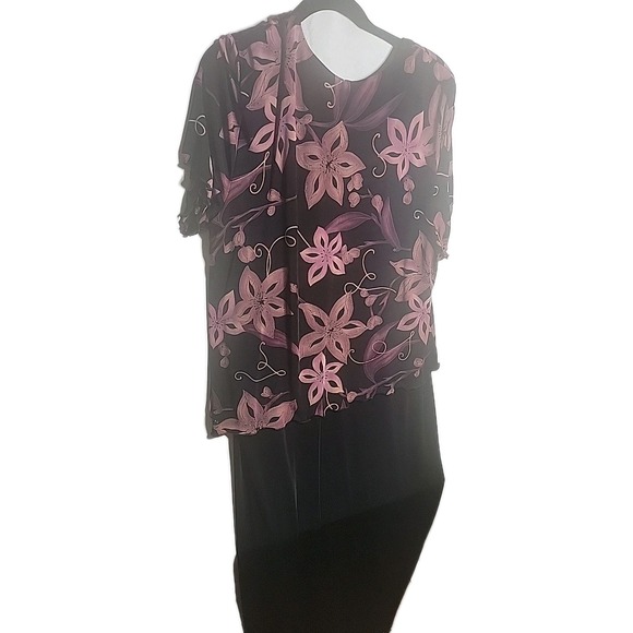 R&M Richards Women's Lavender & Black Floral Print Wrap Dress Sz 18 - Picture 3 of 6